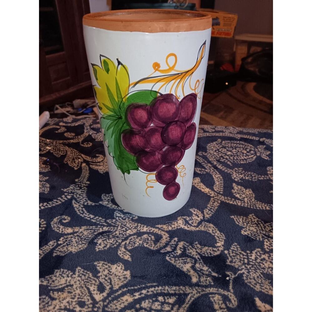 Vintage Pier 1 Utensil Holder Or Wine Cooler Ceramic Piece. Used Good Condition